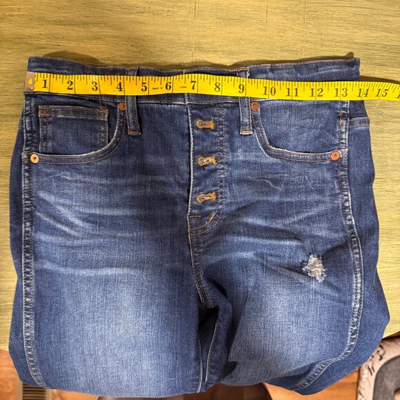 Madewell Womens 10" High-Rise Skinny Jeans Size 26 Dark Wash Distressed Denim Bu - Picture 13 of 15